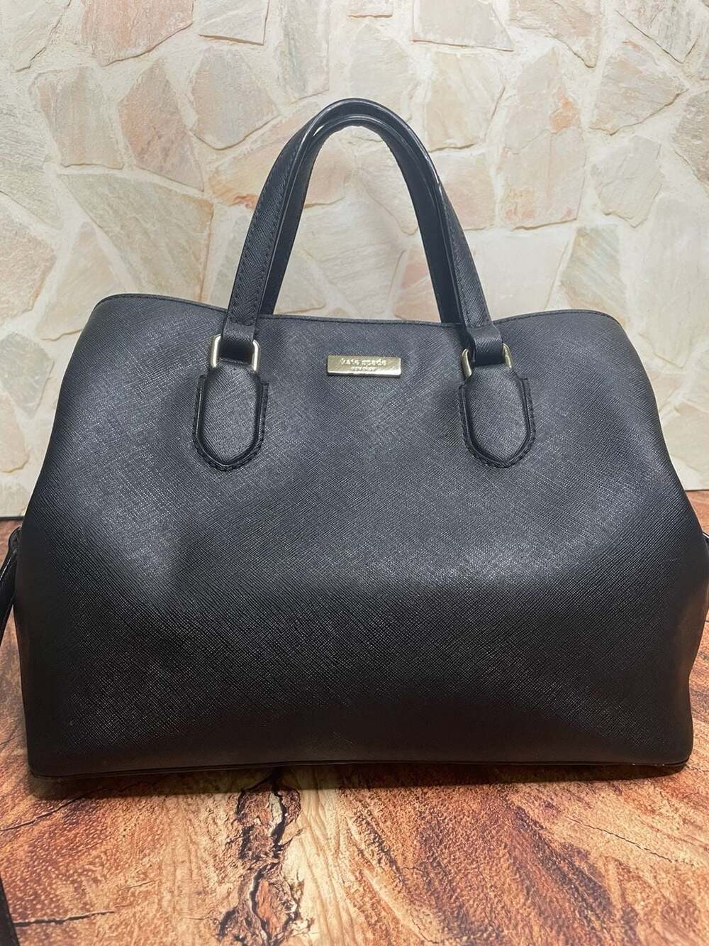 Kate Spade NY Laurel Way Evangelie Black Saffiano Leather Satchel Crossbody